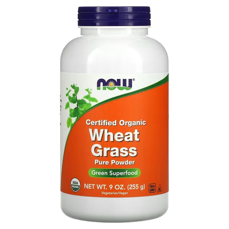 Натуральная добавка NOW Wheat Grass Pure Powder Certified Organic, 255 грамм