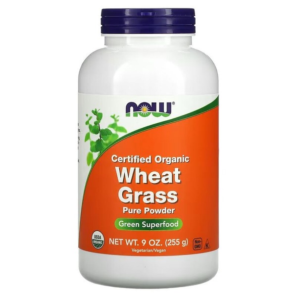 Натуральная добавка NOW Wheat Grass Pure Powder Certified Organic, 255 грамм