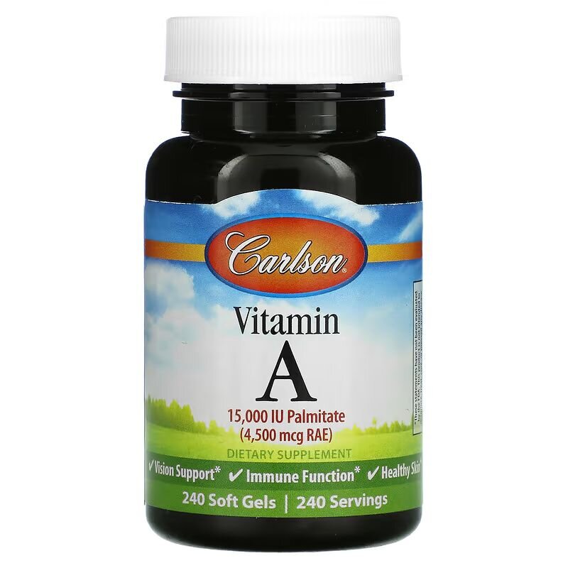 Витамины и минералы Carlson Labs Vitamin A 15000 IU, 240 капсул