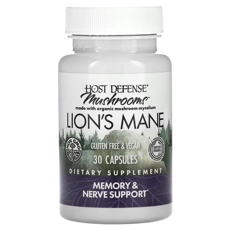 Натуральна добавка Host Defense Lion's Mane, 30 вегакапсул