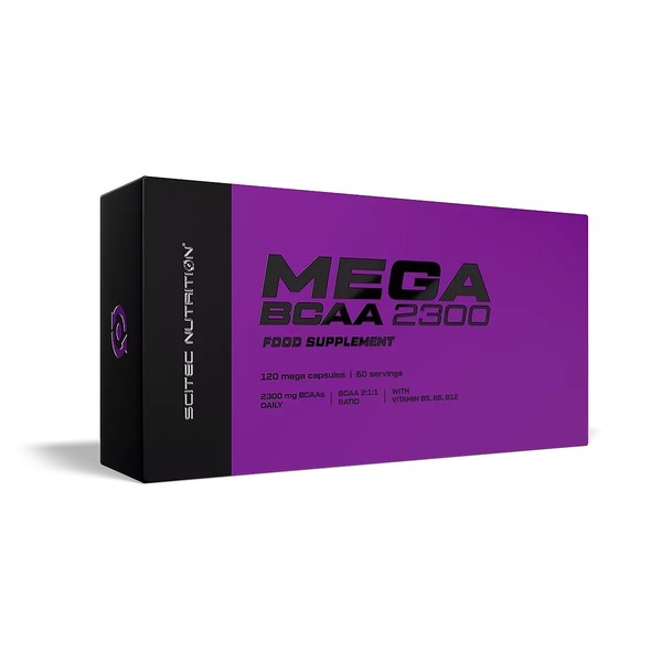 Лейцин, ізолейцин та валін Scitec Nutrition Mega BCAA 2300, 120 капсул для підтримки м'язової маси