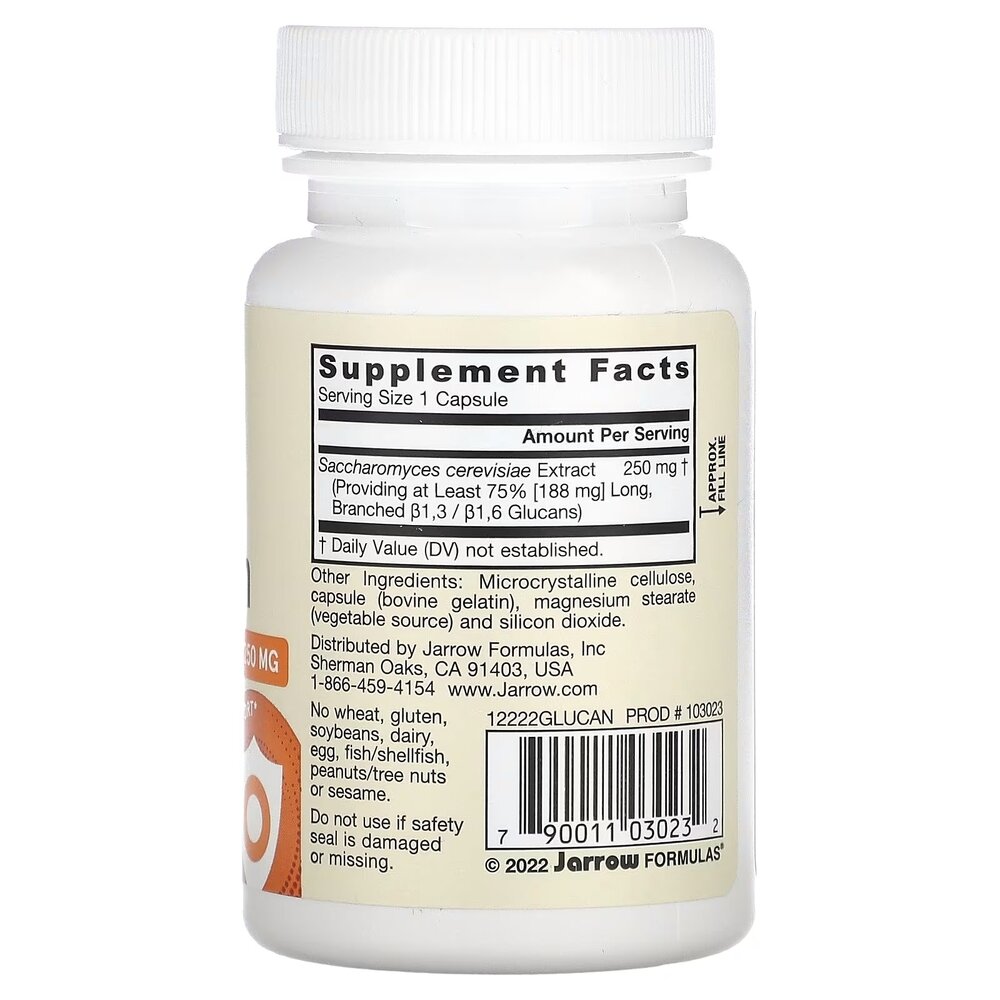 Бета-глюкан Jarrow Formulas Beta Glucan 250 mg, 60 капсул для поддержки иммунной системы. Фото 2