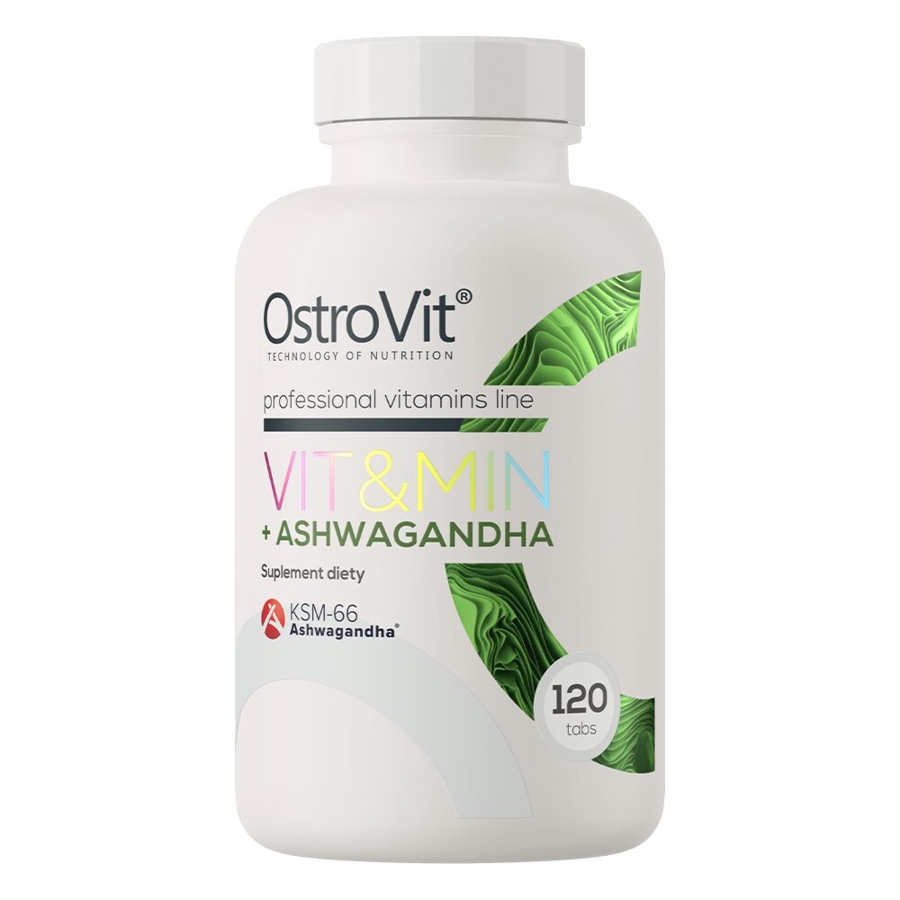 Ашваганда с витаминами и минералами OstroVit Vit&Min + Ashwagandha, 120 таблеток для поддержки иммунной системы