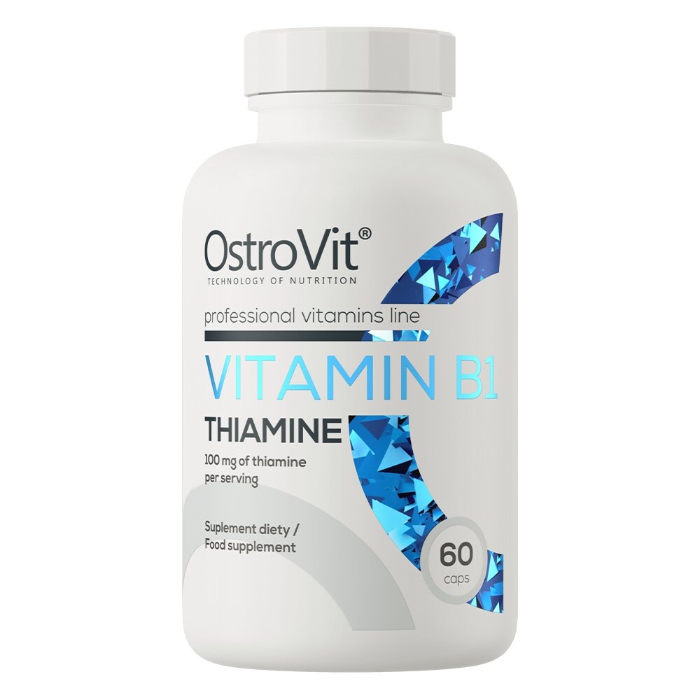 Вітамін В1 OstroVit Vitamin B1 Thiamine, 60 капсул для підтримки нервової системи та мозку