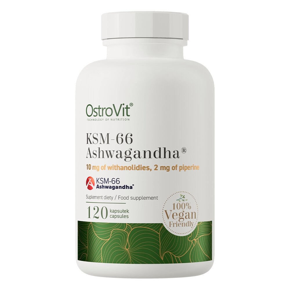 Екстракт ашваганди OstroVit Vege KSM-66 Ashwagandha, 120 капсул для бородьби зі стресом