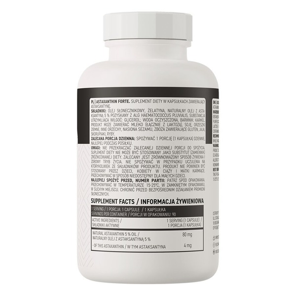 Натуральная добавка OstroVit Astaxanthin Forte, 90 капсул. Фото 2