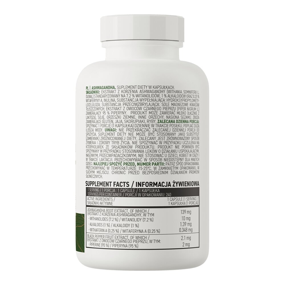 Натуральная добавка OstroVit Vege Ashwagandha, 240 вегакапсул. Фото 2