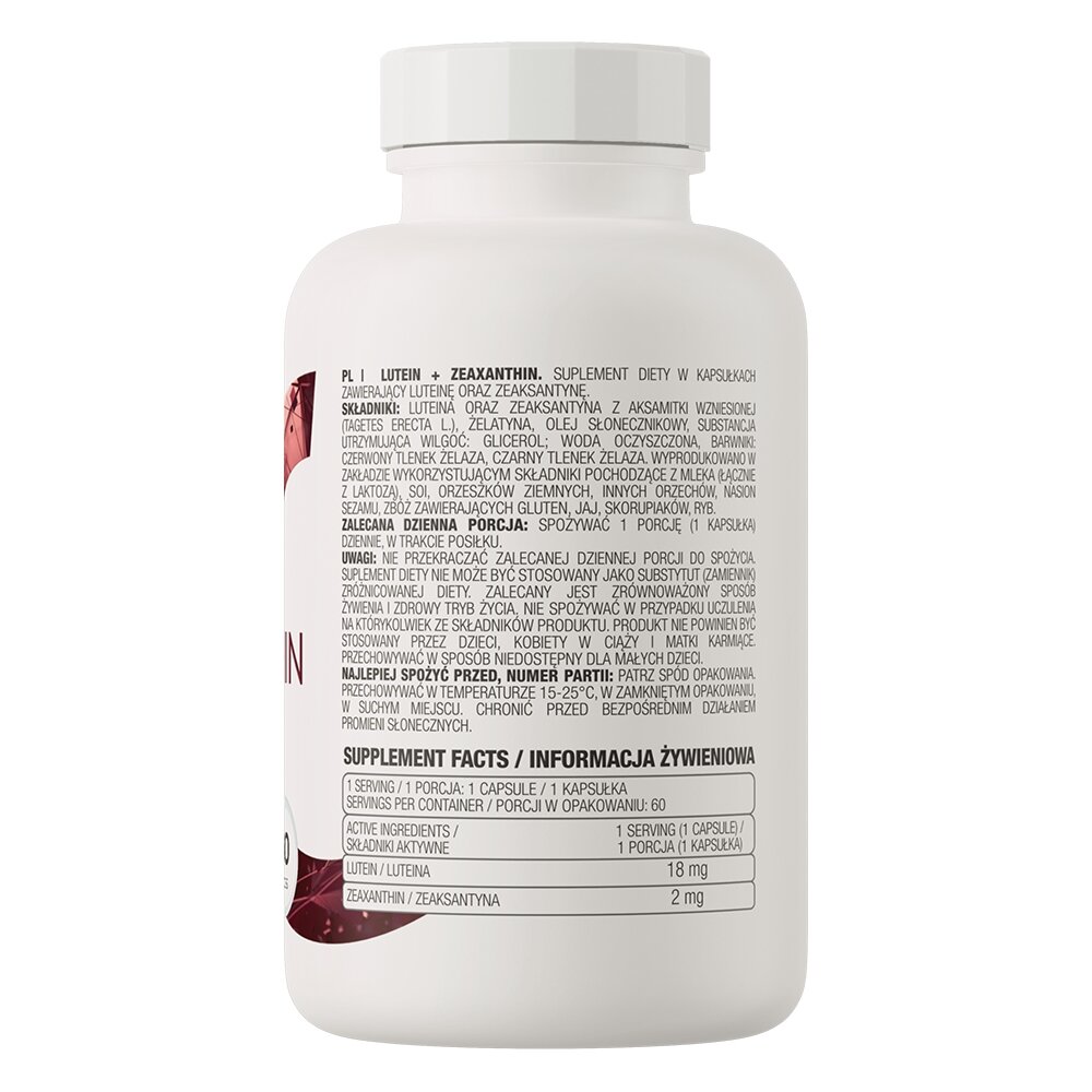 Лютеин и зеаксантин OstroVit Lutein + Zeaxanthin, 60 капсул для поддержки глаз. Фото 2