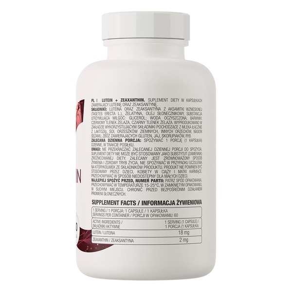 Лютеин и зеаксантин OstroVit Lutein + Zeaxanthin, 60 капсул для поддержки глаз. Фото 2