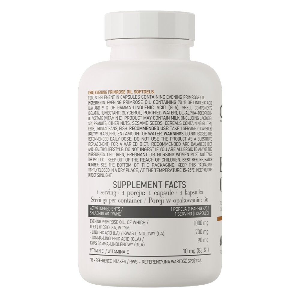 Олія примули вечірньої OstroVit Evening Primrose Oil, 60 капсул для підтримки шкіри та імунної системи. Фото 2