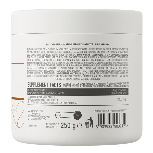 Хлорела OstroVit Chlorella, 250 грам для підтримки імунної системи. Фото 2