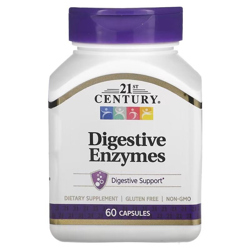 Суміш ферментів 21st Century Digestive Enzymes, 60 капсул для покращення травлення