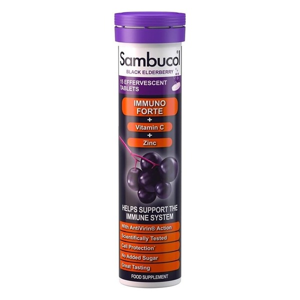 Екстракт чорної бузини Sambucol Black Elderberry Immuno Forte, 15 шипучих таблеток для підтримки імунної системи