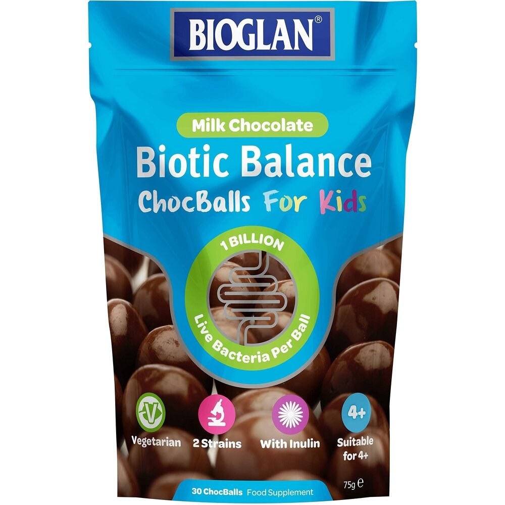 Шоколадні кулькі Bioglan Biotic Balance Chocballs For Kids, 30 драже для підтримки травної системи у дітей