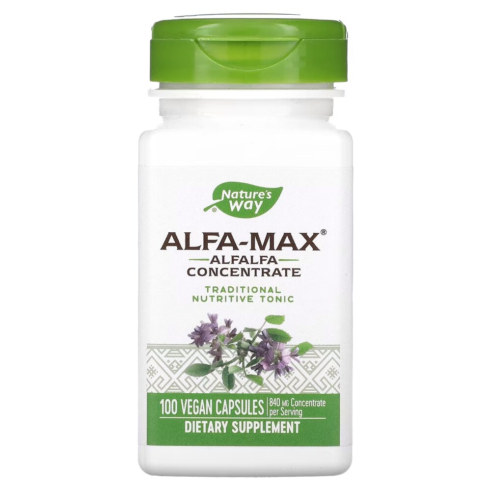 Концентрат люцерны Nature's Way Alfa-Max, 100 капсул для поддержки общего здоровья