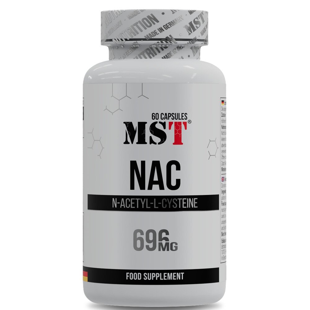 N-ацетил L-цистеїн MST Nutrition NAC, 60 капсул для захісту печінки та виведення токсинів