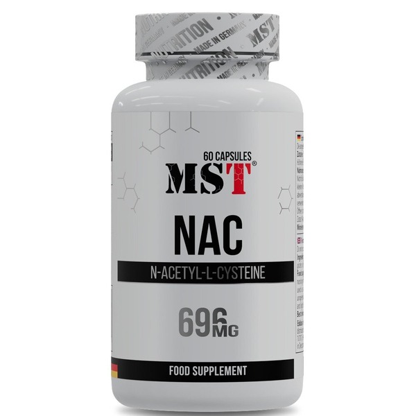 N-ацетил L-цистеин MST Nutrition NAC, 60 капсул для защиты печени и вывода токсинов