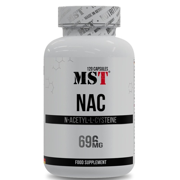 N-ацетил L-цистеин MST Nutrition NAC, 120 капсул для защиты печени и вывода токсинов