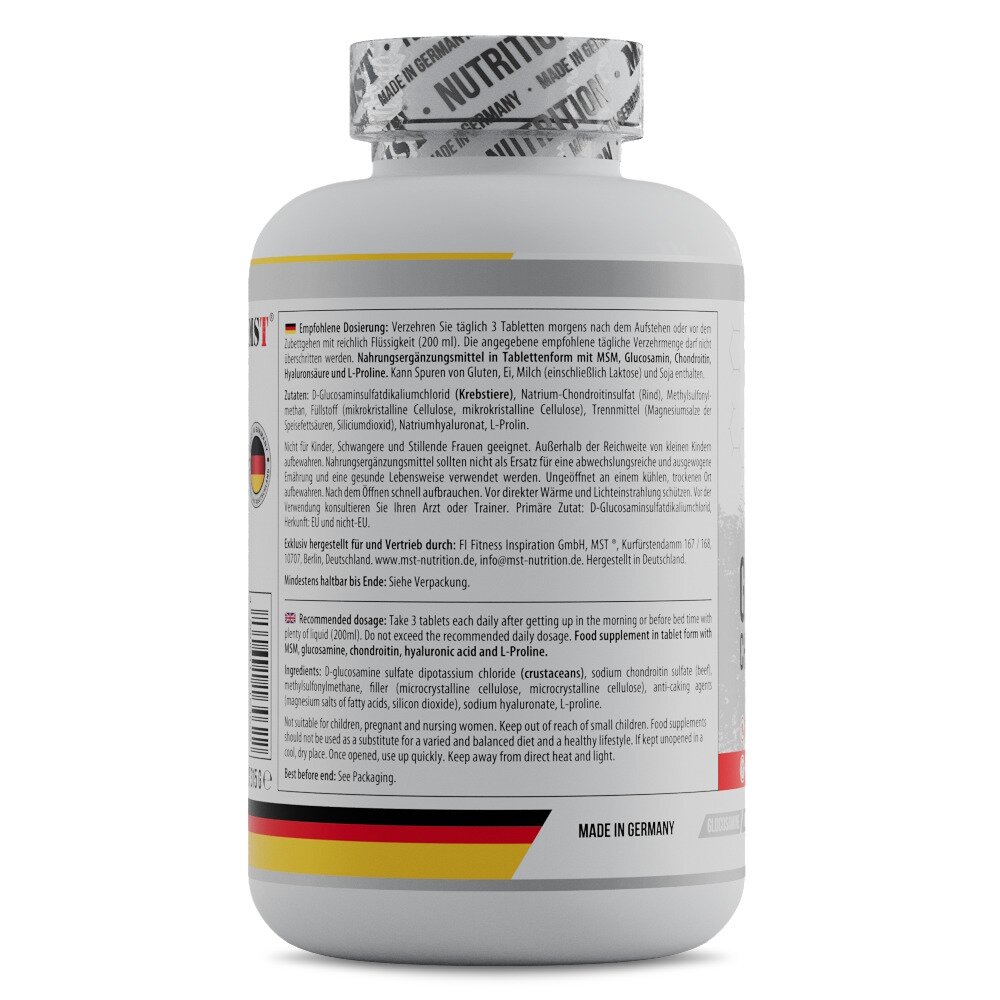 Хондропротектор MST Nutrition Glucosamine Chondroitin MSM Hyaluronic Acid L-Proline, 180 таблеток. Фото 2
