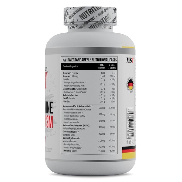 Хондропротектор MST Nutrition Glucosamine Chondroitin MSM Hyaluronic Acid L-Proline, 180 таблеток. Фото 3