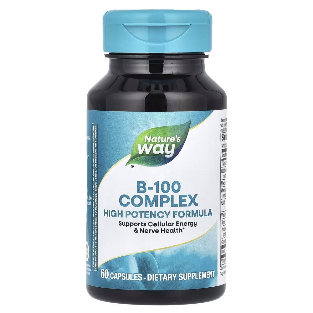 Комплекс витаминов группы B Nature's Way B-100 Complex, 60 капсул для поддержки нервной системы