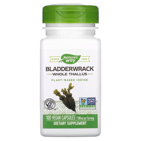 Фукус пухирчастий Nature's Way Bladderwrack, 100 вегакапсул для підтримки щитовидної залози