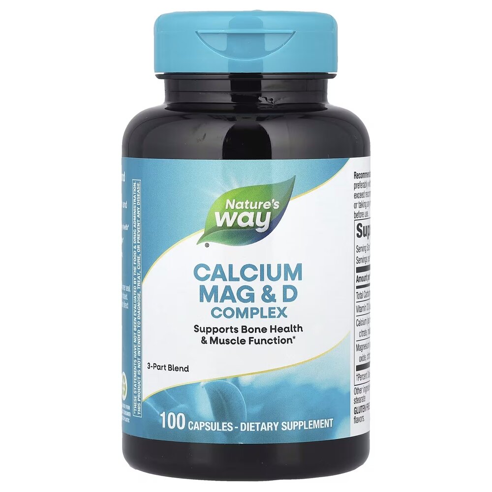 Кальций, магний и витамин D Nature's Way Calcium Mag & D, 100 капсул для поддержки костей, зубов и мышц