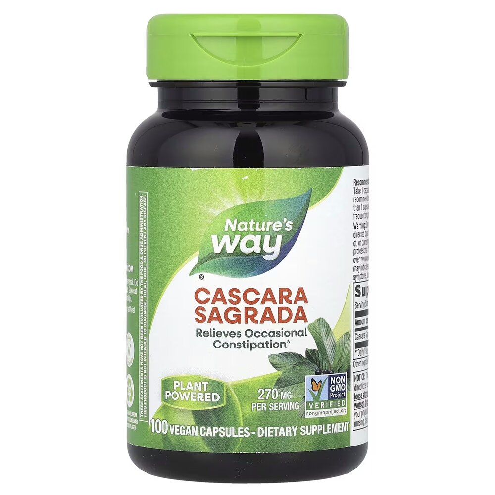 Кора каскари сагради Nature's Way Cascara Sagrada 270 mg, 100 капсул для полегшення епізодичних запорів