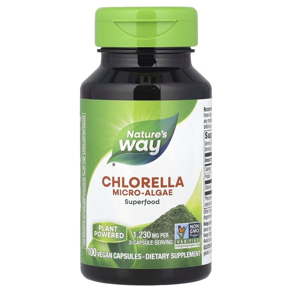 Хлорелла Nature's Way Chlorella Micro-Algae, 100 вегакапсул для підтримки імунної системи
