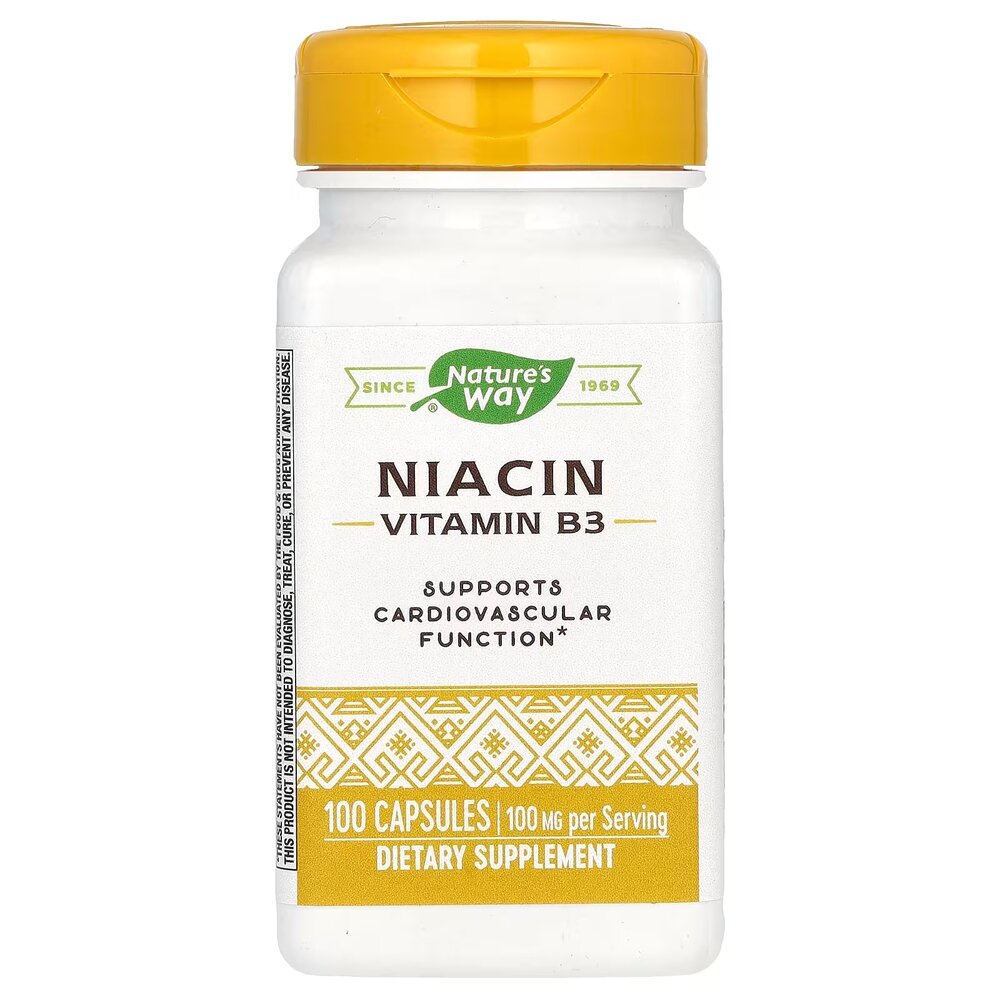 Ніацин Nature's Way Niacin 100 mg, 100 капсул для підтримки серцево-судинної системи
