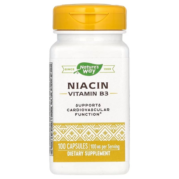 Ніацин Nature's Way Niacin 100 mg, 100 капсул для підтримки серцево-судинної системи
