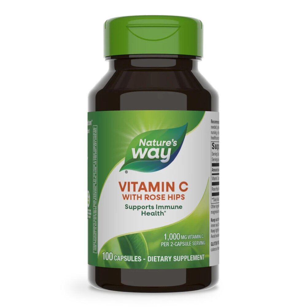 Вітамін С з шипшиною Nature's Way Vitamin C with Rose Hips, 100 капсул для підтримки імунної системи