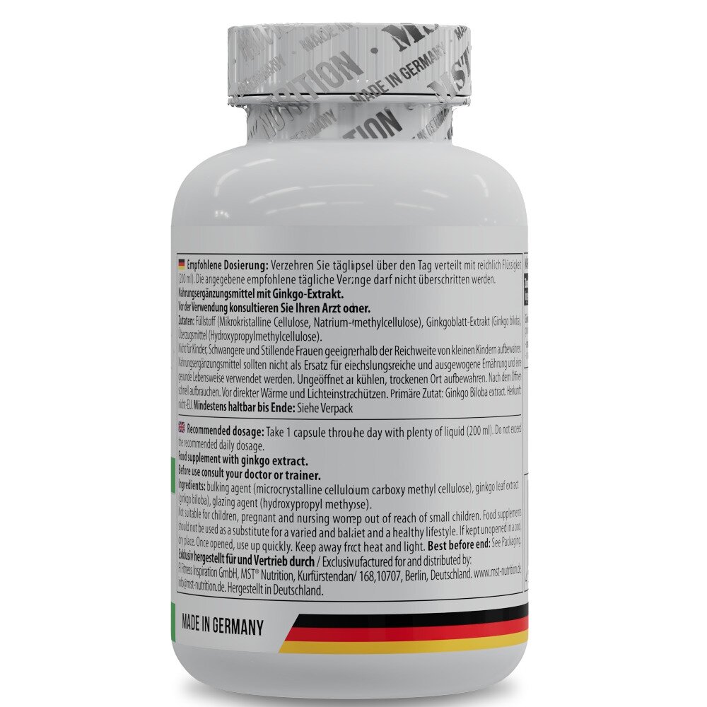 Екстракт гінкго білоба MST Nutrition Ginkgo Biloba, 120 капсул для підтримки пам'яті, мозку та кровообігу. Фото 3