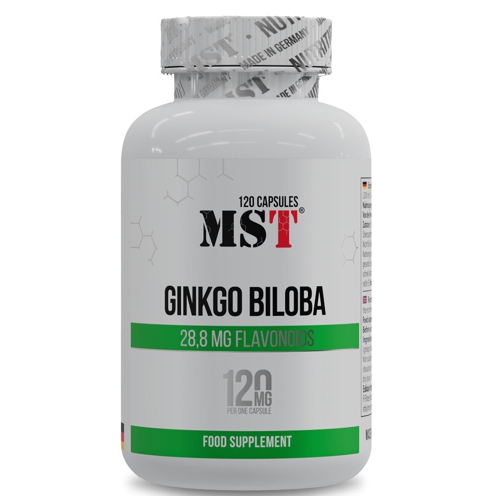 Екстракт гінкго білоба MST Nutrition Ginkgo Biloba, 120 капсул для підтримки пам'яті, мозку та кровообігу