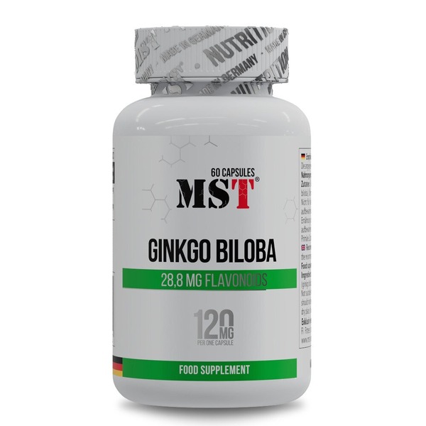 Екстракт гінкго білоба MST Nutrition Ginkgo Biloba, 60 капсул для підтримки пам'яті, мозку та кровообігу