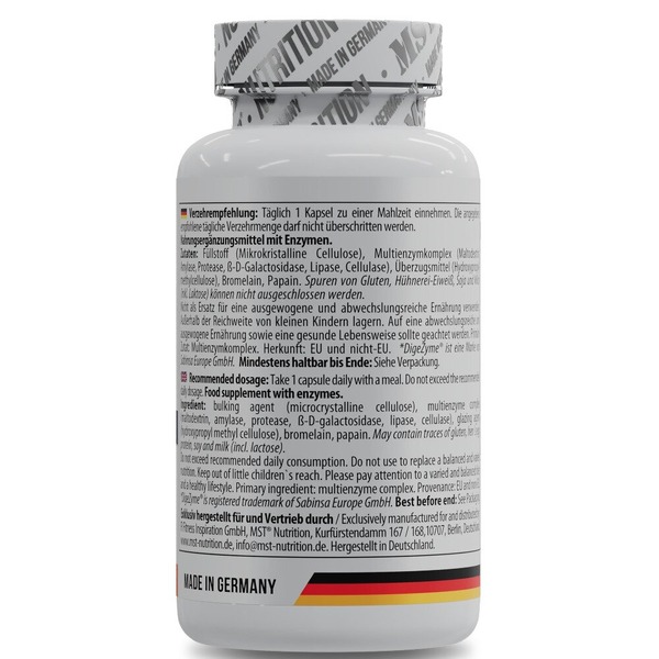 Комплекс травних ферментів MST Nutrition Enzymes DigeZyme, 60 капсул для підтримки шлунково-кишкового тракту. Фото 2