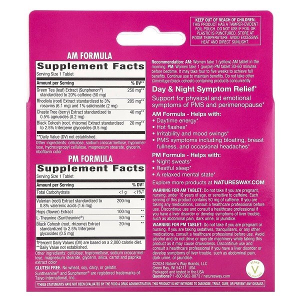 Комплекс екстрактів Nature's Way AM/PM PeriMenopause Formula, 60 таблеток для полегшення перименопаузи та ПМС. Фото 2