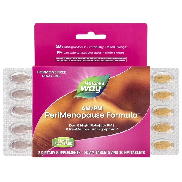 Комплекс екстрактів Nature's Way AM/PM PeriMenopause Formula, 60 таблеток для полегшення перименопаузи та ПМС
