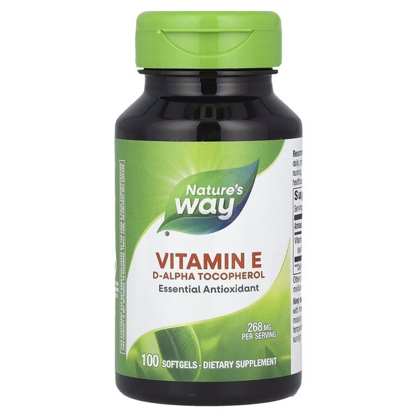 Витамин Е Nature's Way Vitamin E, 100 капсул для поддержки кожи, сердца и сосудов