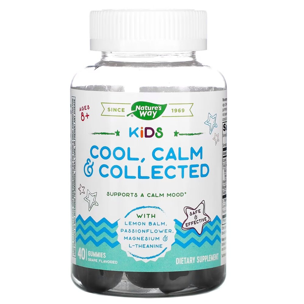 Мелисса, пассифлора, магний и L-теанин Nature's Way Kids Cool, Calm & Collected, 40 желеек для детей