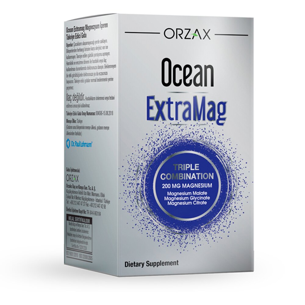 Магній цитрат, малат та гліцинат Orzax Ocean Extramag, 30 таблеток