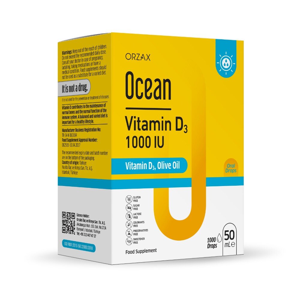 Витамин D3 Orzax Ocean Vitamin D3 1000 IU Drop, 50 мл