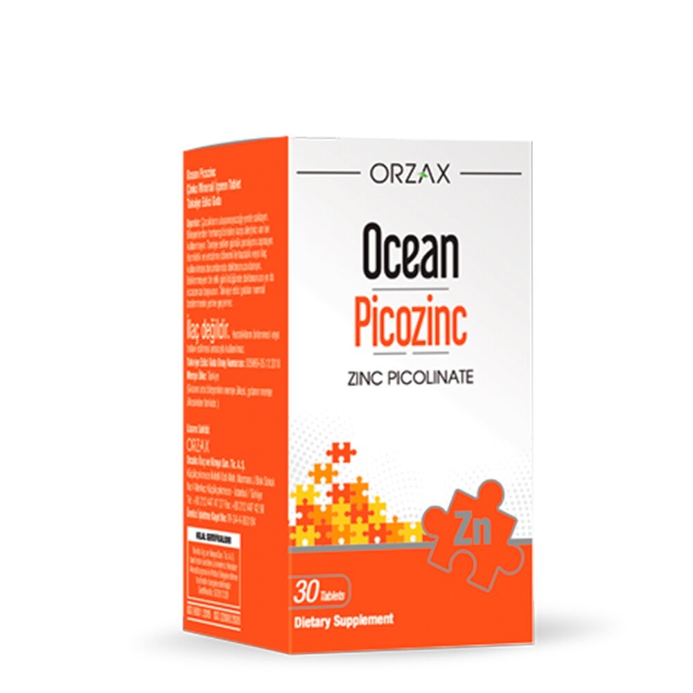 Цинк пиколинат Orzax Ocean Picozinc, 30 таблеток для поддержки кожи, глаз, скелета и иммунной системы