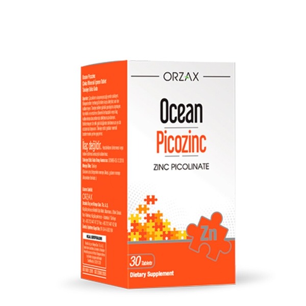 Цинк пиколинат Orzax Ocean Picozinc, 30 таблеток для поддержки кожи, глаз, скелета и иммунной системы