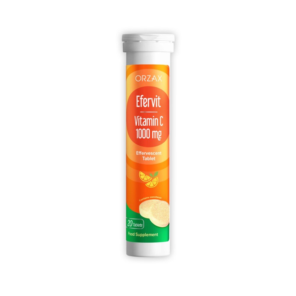 Витамин C Orzax Efervit Vitamin C, 20 шипучих таблеток для поддержки иммунной системы
