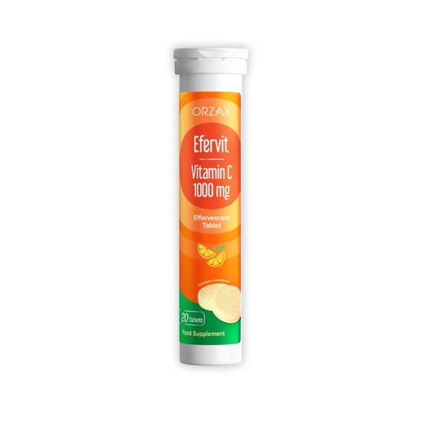 Витамин C Orzax Efervit Vitamin C, 20 шипучих таблеток для поддержки иммунной системы
