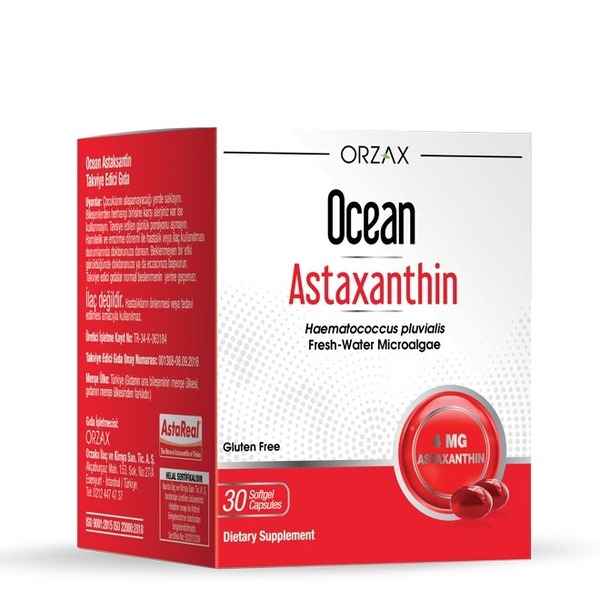 Астаксантин Orzax Ocean Astaxanthin, 30 капсул для поддержки глаз, кожи