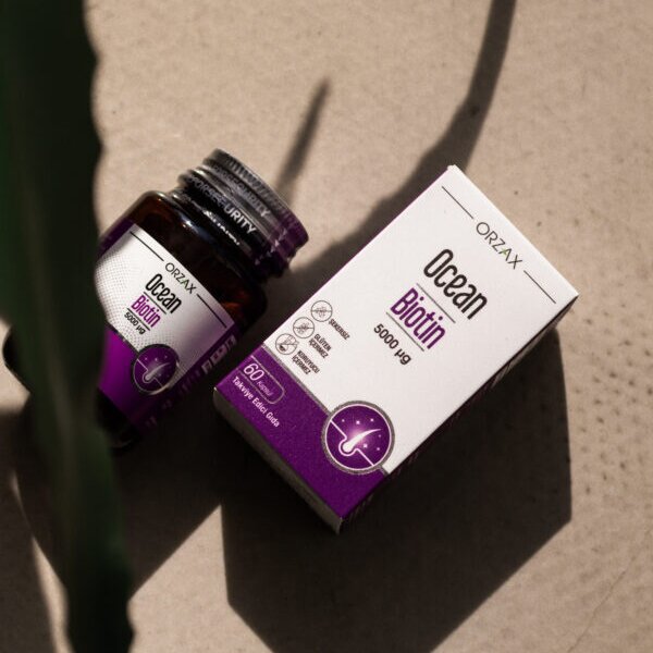 Биотин Orzax Ocean Biotin 5000 mcg, 60 капсул для поддержки волос, кожи и ногтей. Фото 2
