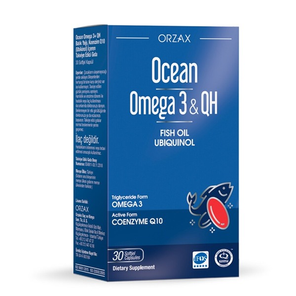 Омега-3 та коензим Q10 Orzax Ocean Omega-3 & QH, 30 капсул для підтримки серцево-судинної системи