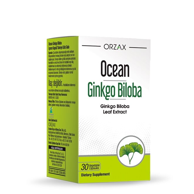 Екстракт гінкго білоба Orzax Ocean Ginkgo Biloba, 30 капсул для поліпшення мозкового кровообігу